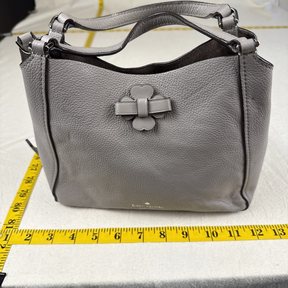 Kate Spade Gray Talia Medium Pebbled Leather Triple Compartment Boho Bag Satchel